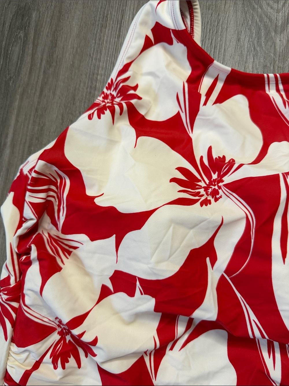 Shade & Shore Red and White Floral One-Piece Swimsuit - Picture 2 of 3